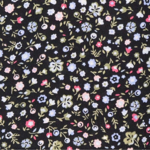 LOFT Black Ditsy Floral Blouse Flutter Sleeves Keyhole Button Back Closure Small - Picture 4 of 8